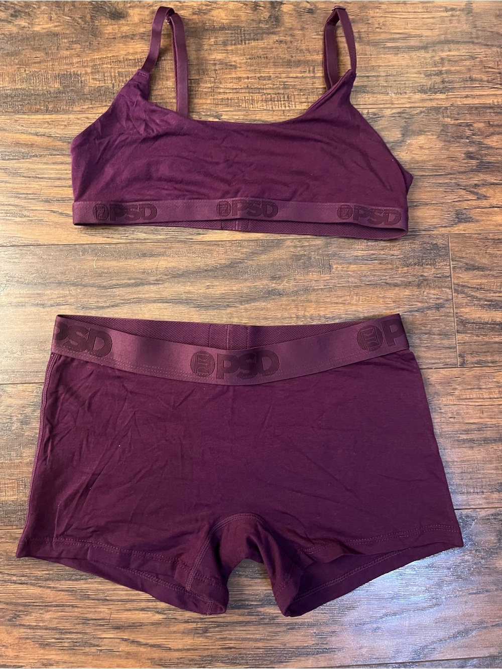 PSD Burgundy Seamless Bralette and Boyshort Set